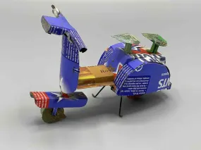 African Recycled Labeled Metal Can Toy Vespa - Burkina Faso