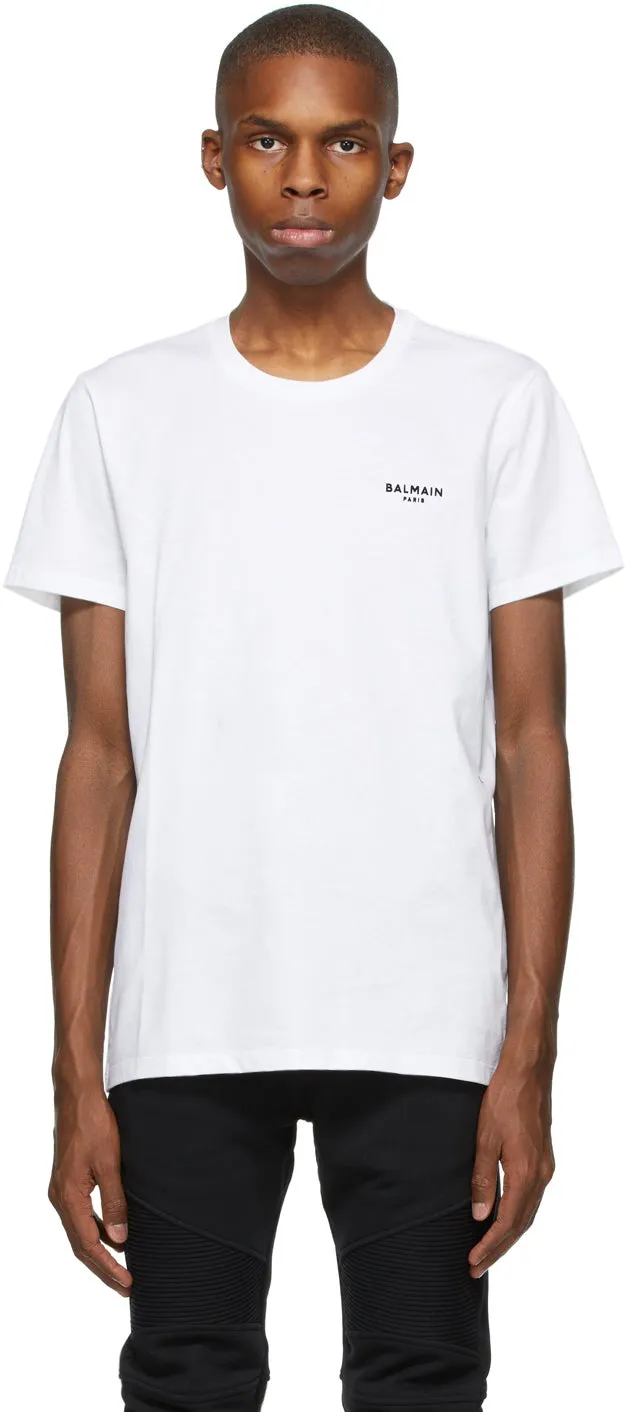 Balmain White Eco Flocked T-Shirt