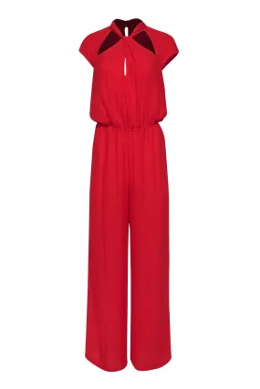 BCBG Max Azria - Red Jumpsuit w/ Cut-Out Shoulder Detail Sz S