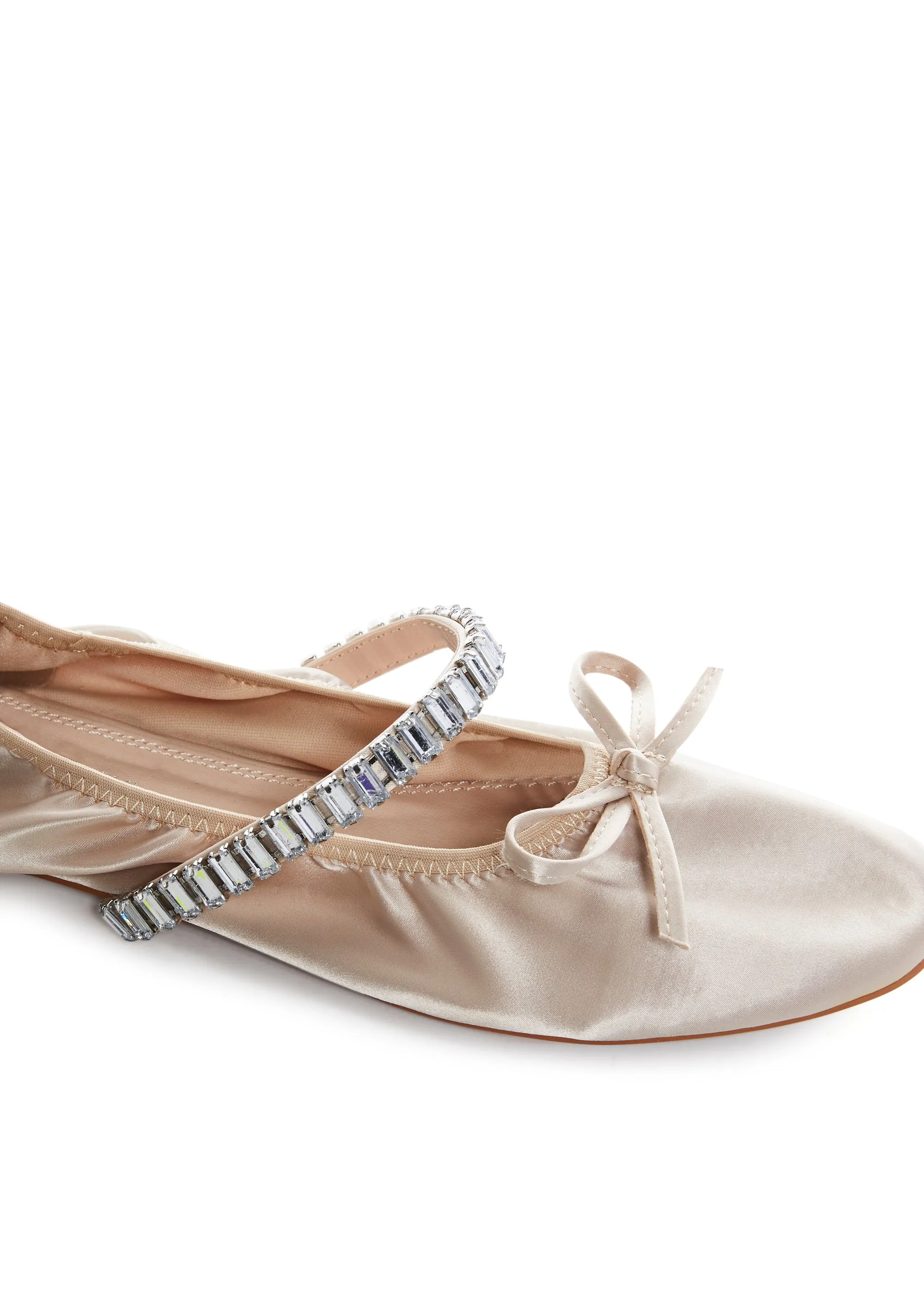 Diamante Ballet Flats - Nude