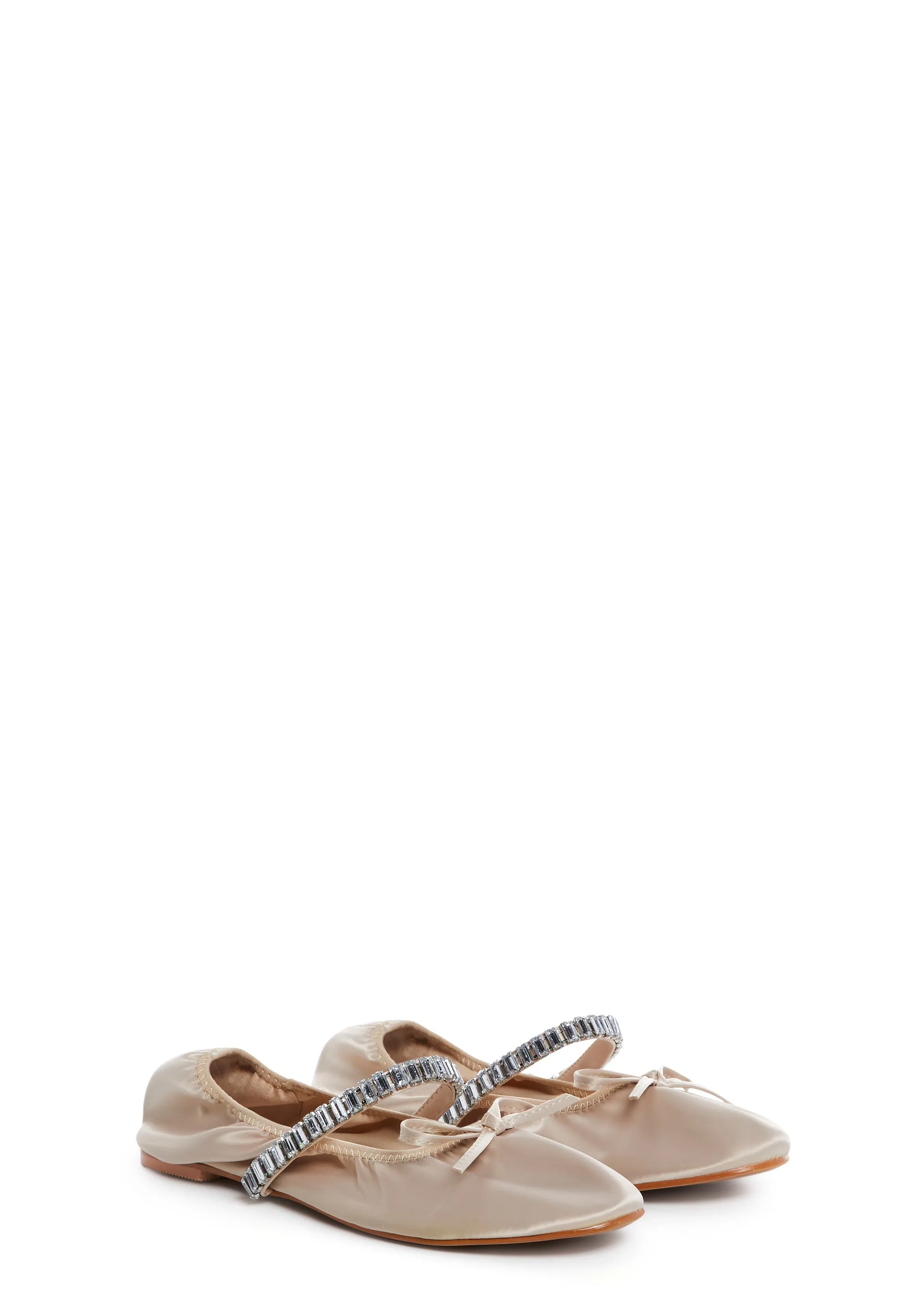 Diamante Ballet Flats - Nude