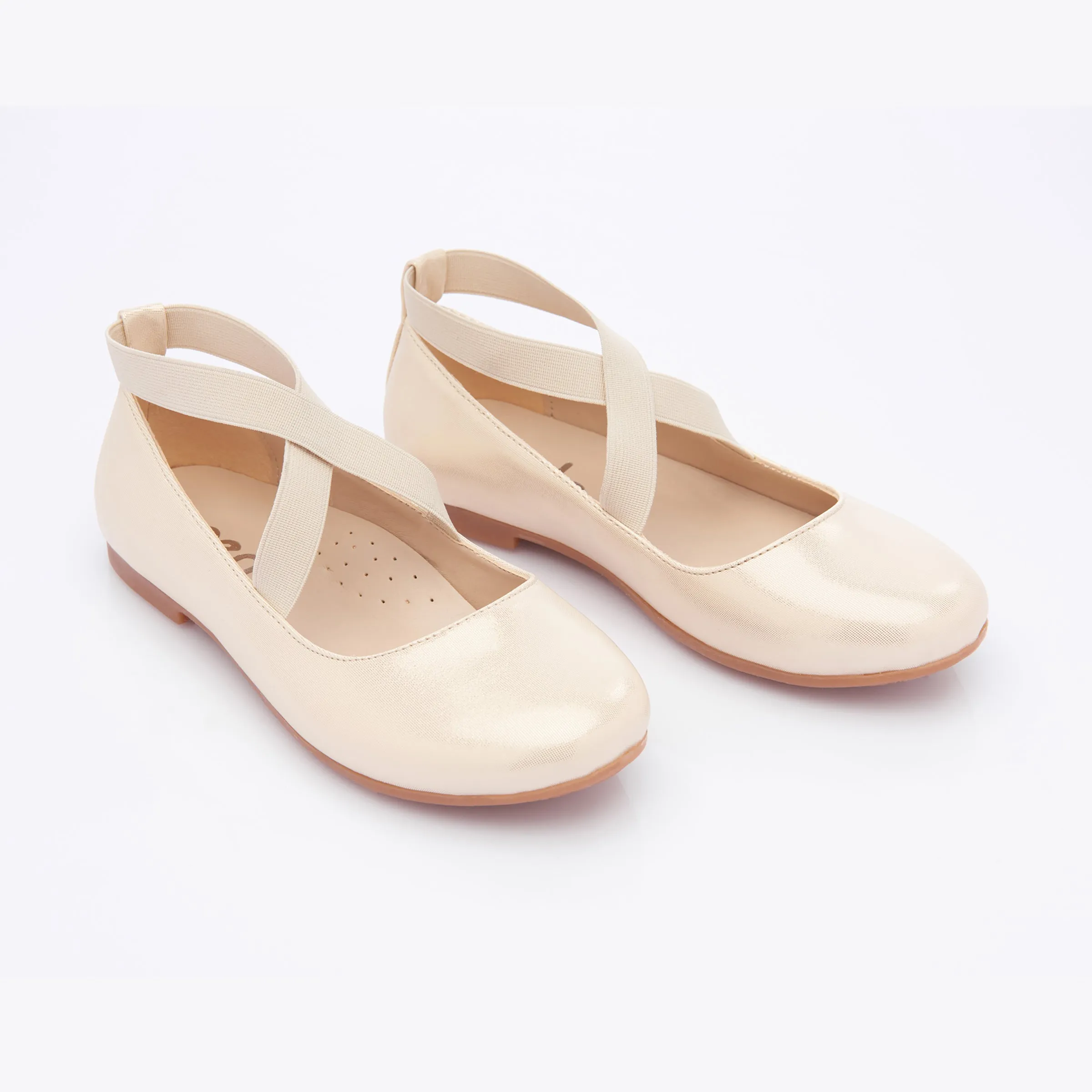 Gold Satin Baby Ballerina Flats