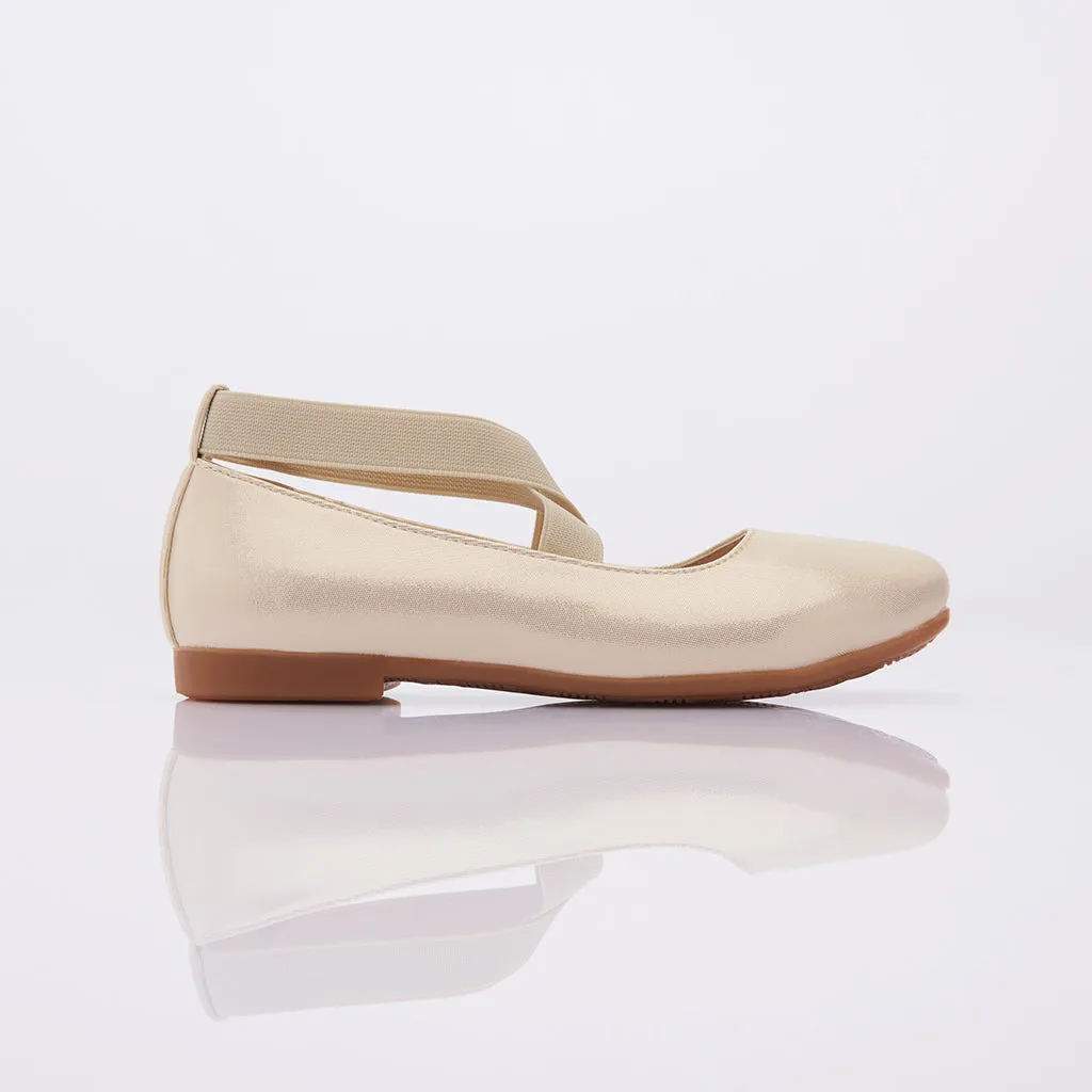 Gold Satin Baby Ballerina Flats