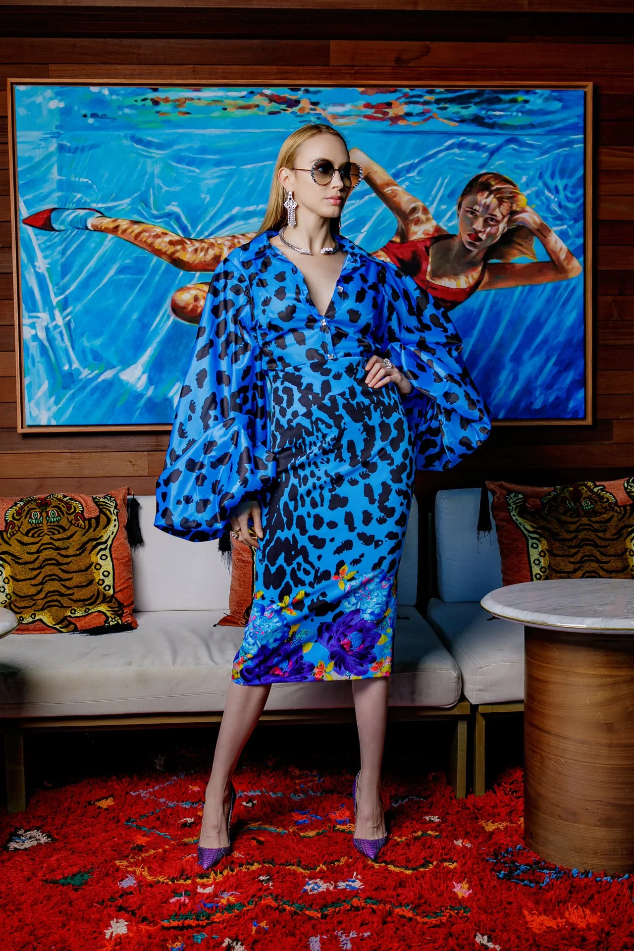 Jezebel Blue Stretch Skirt