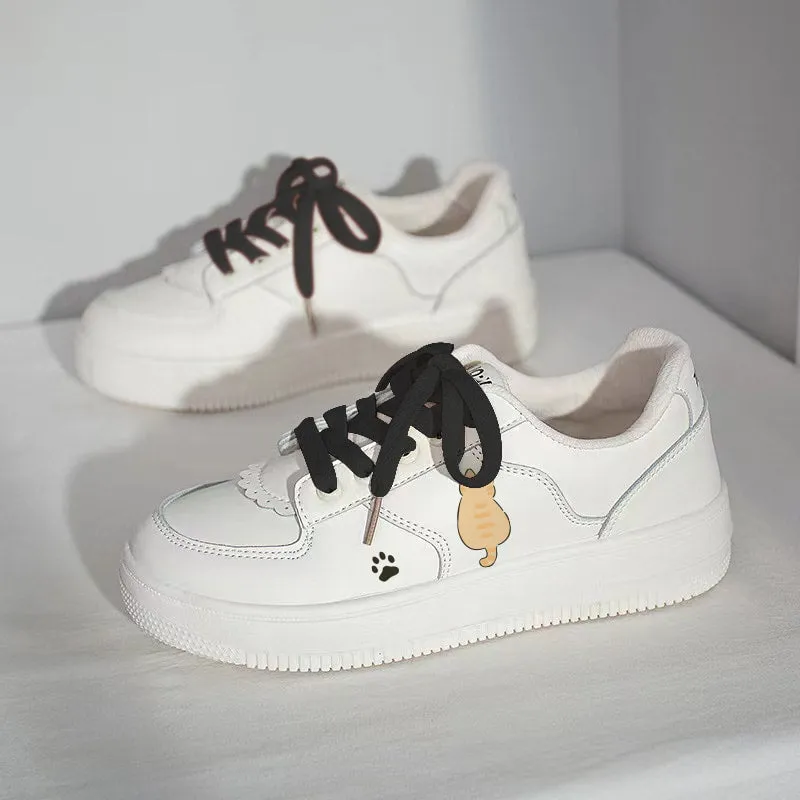 Kawaii All-match Cartoon Kitten Print Low-top Sneakers
