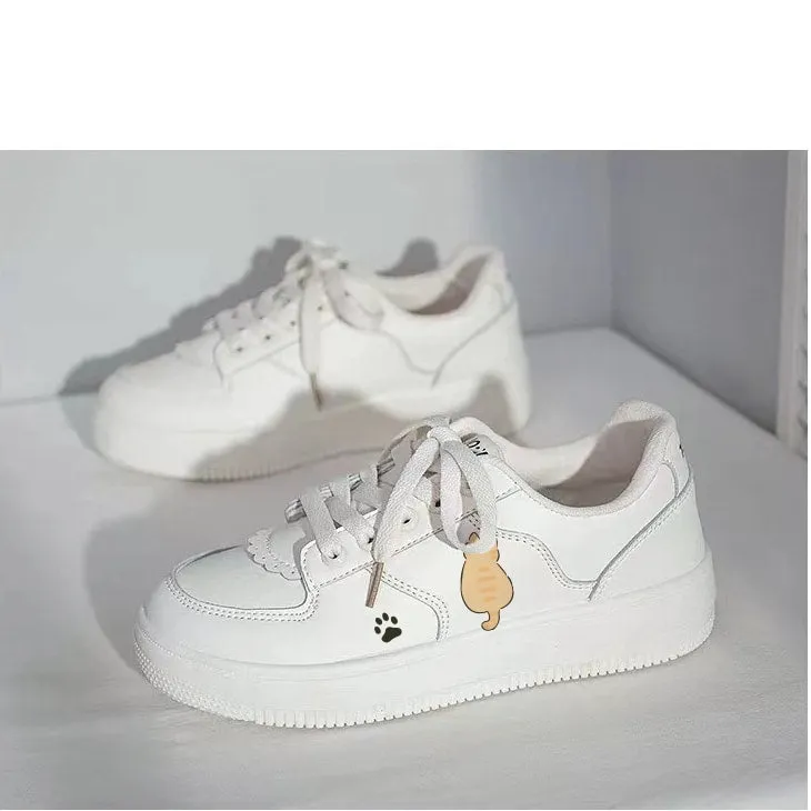 Kawaii All-match Cartoon Kitten Print Low-top Sneakers