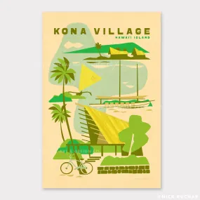 Kona Village - 12x18 Hawaii Travel Print