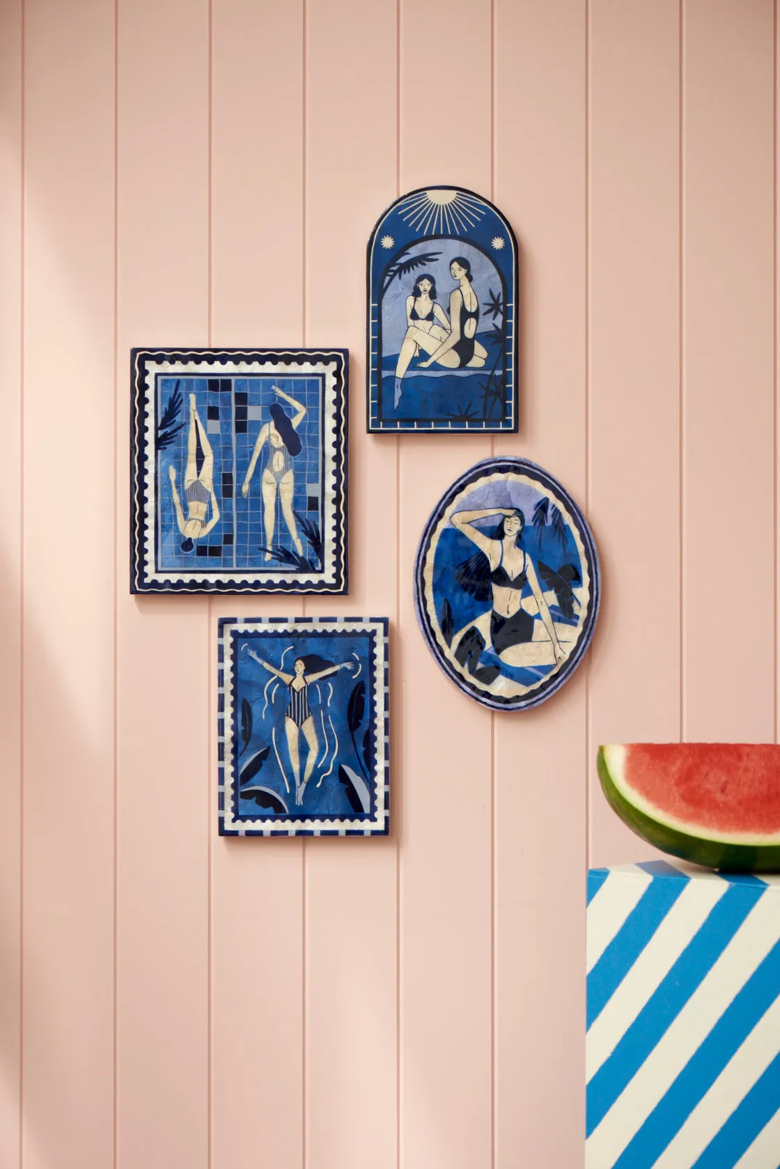 Resort View Oval Blue Tile