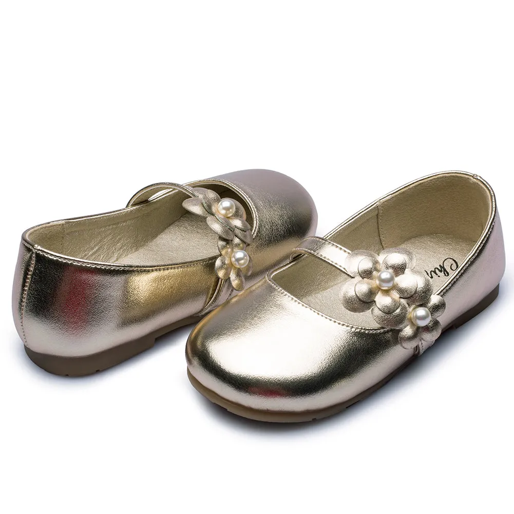 Shinning Flower Ballerina Flats Slip on Mary Jane for Girls