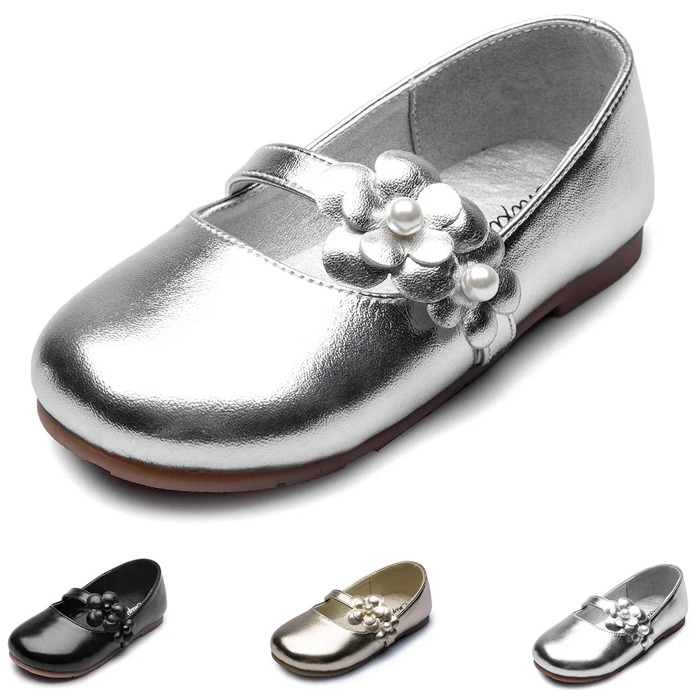 Shinning Flower Ballerina Flats Slip on Mary Jane for Girls