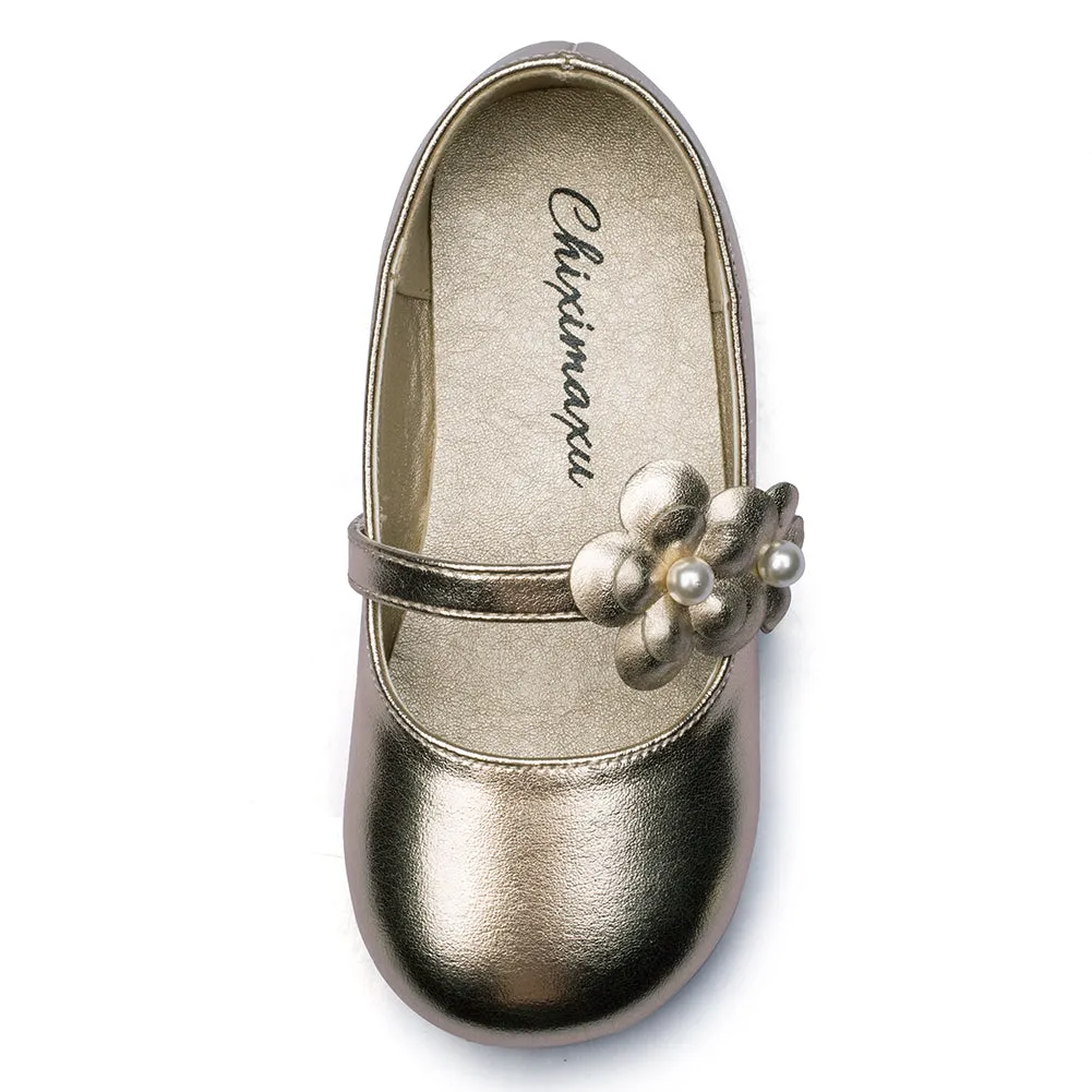 Shinning Flower Ballerina Flats Slip on Mary Jane for Girls
