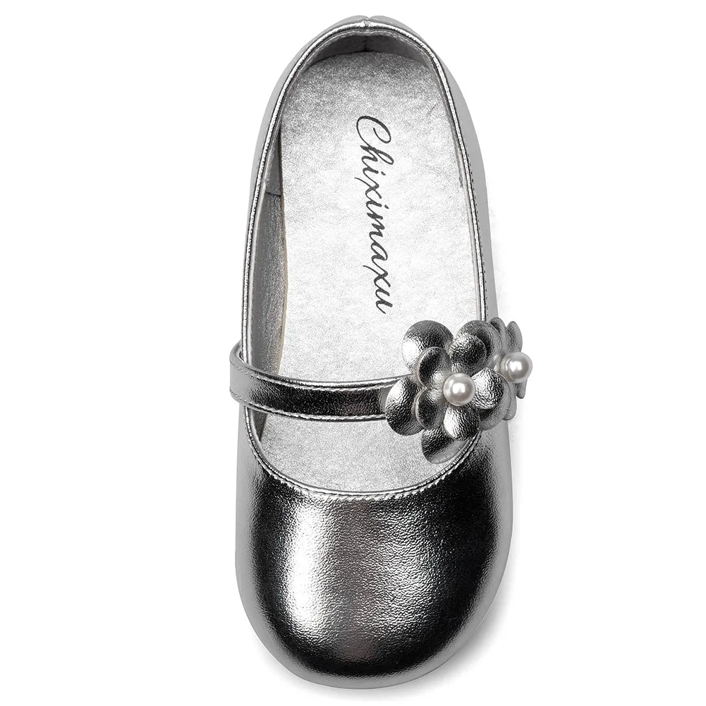 Shinning Flower Ballerina Flats Slip on Mary Jane for Girls