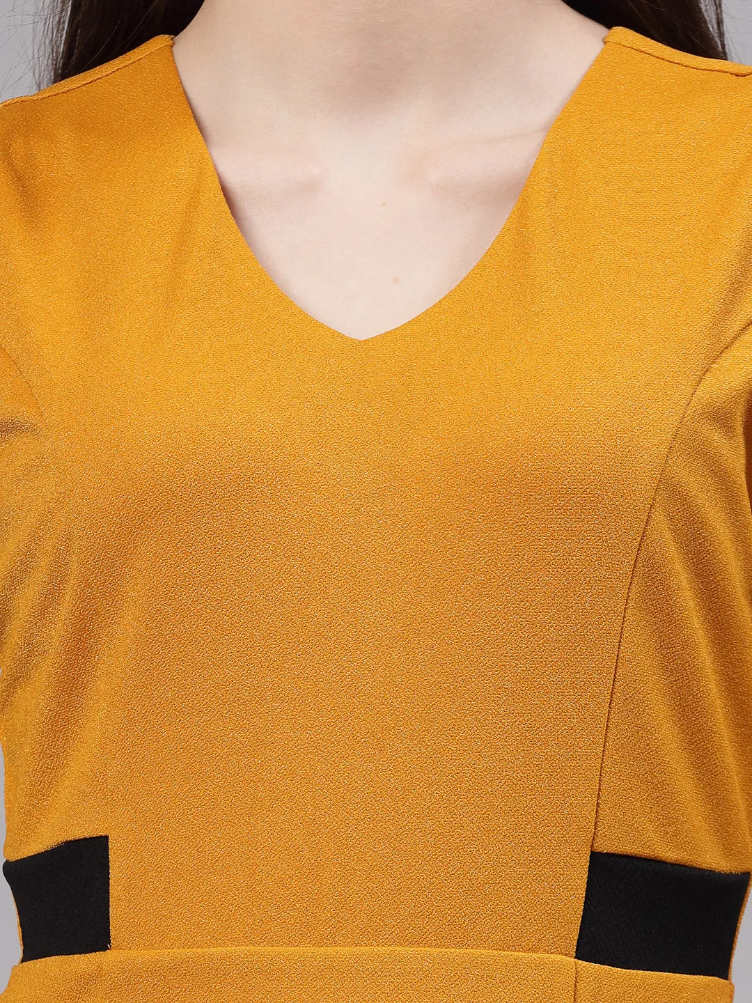 Style Quotient Women Smart Mustard Sleeveless Peplum Top