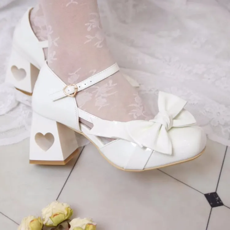 Sweet High-Heeled Heart Hollow Lolita Sandals