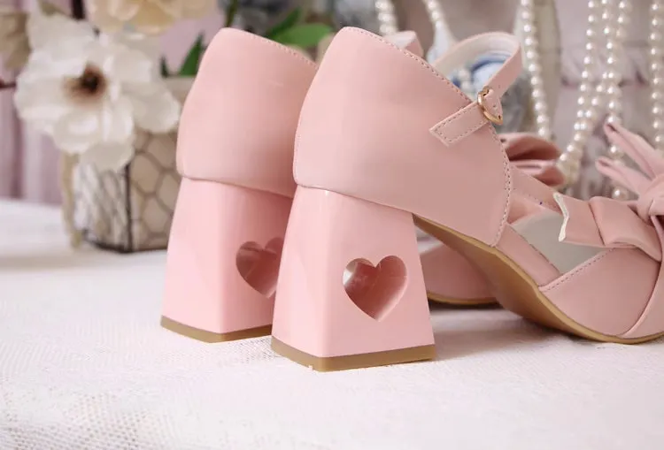 Sweet High-Heeled Heart Hollow Lolita Sandals