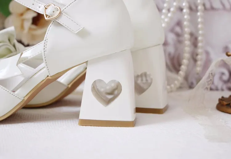 Sweet High-Heeled Heart Hollow Lolita Sandals