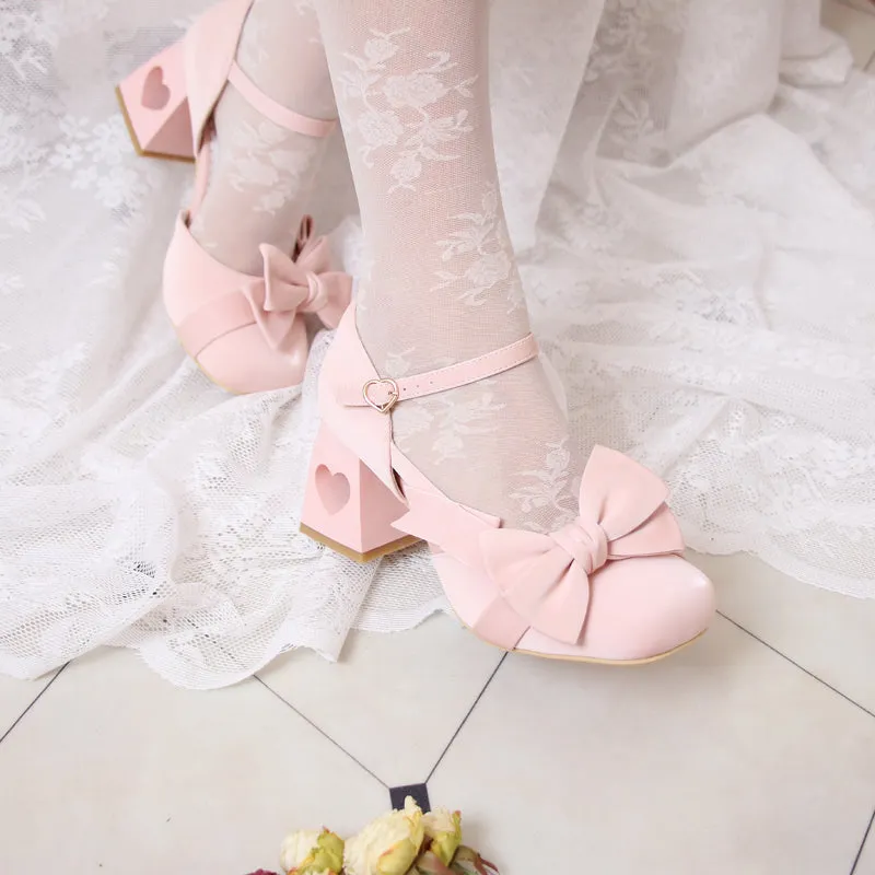 Sweet High-Heeled Heart Hollow Lolita Sandals
