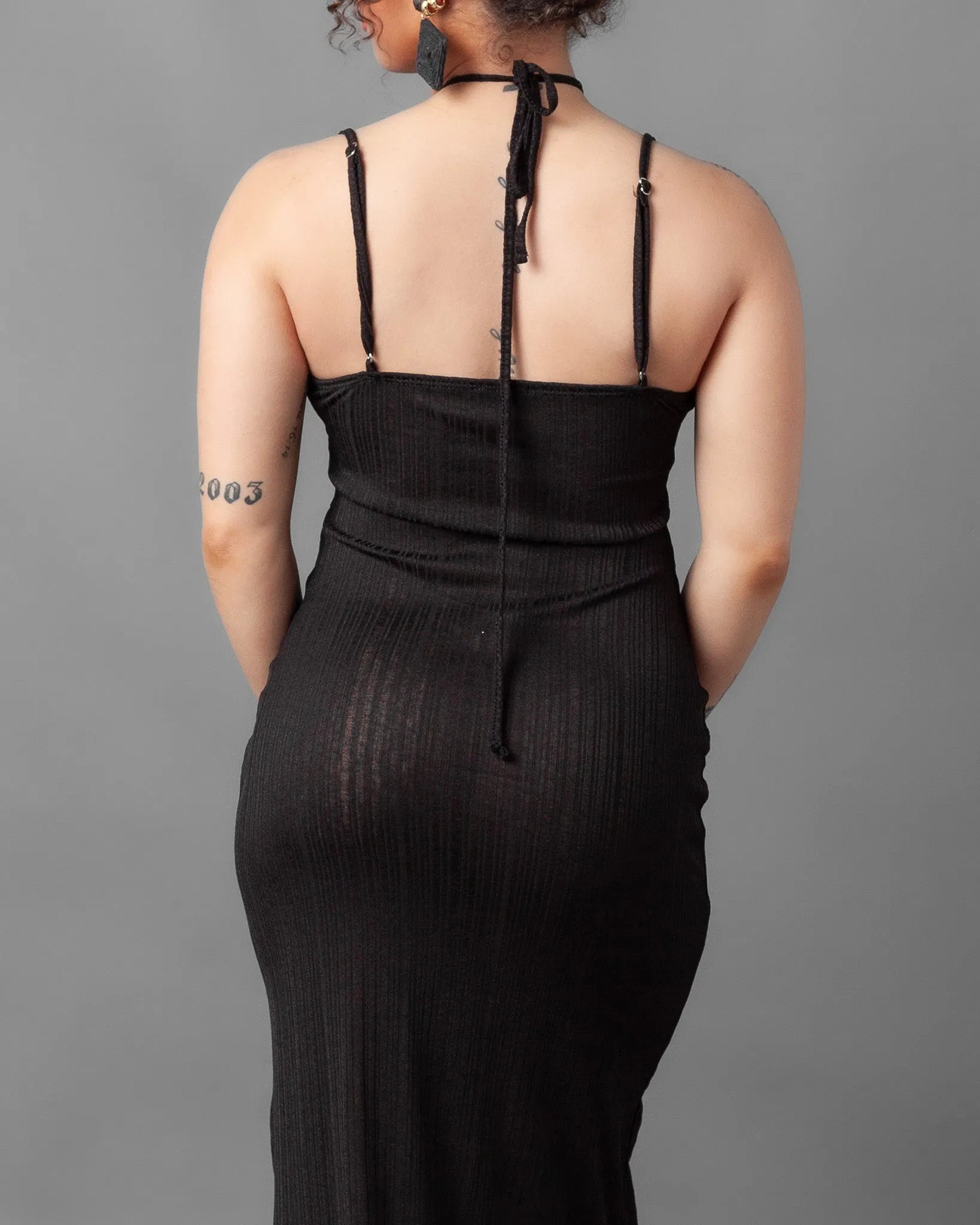 Tabriz Ribbed Halter Neck Maxi Dress