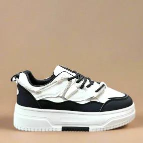 White Chunky Sneaker With Diamante Band